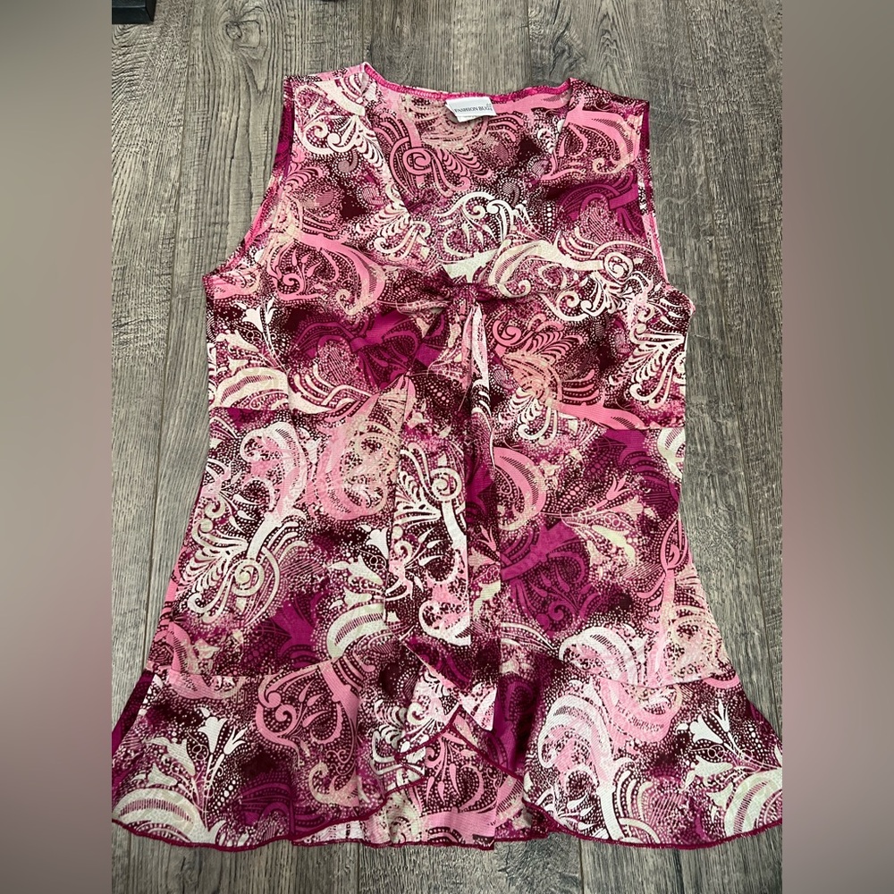 Fashion Bug Pink and White Patterned Top